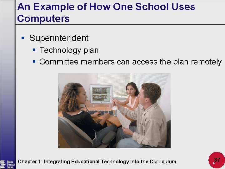 An Example of How One School Uses Computers § Superintendent § Technology plan §
