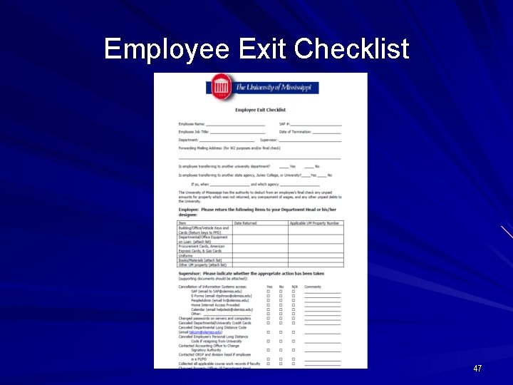 Employee Exit Checklist 47 