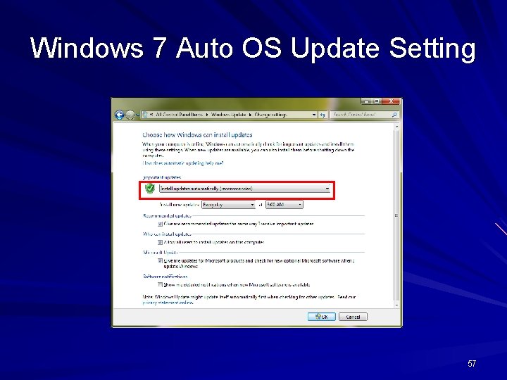 Windows 7 Auto OS Update Setting 57 