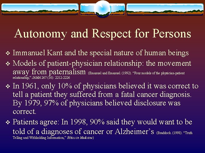 Autonomy and Respect for Persons Immanuel Kant and the special nature of human beings Autonomy and Respect for Persons Immanuel Kant and the special nature of human beings