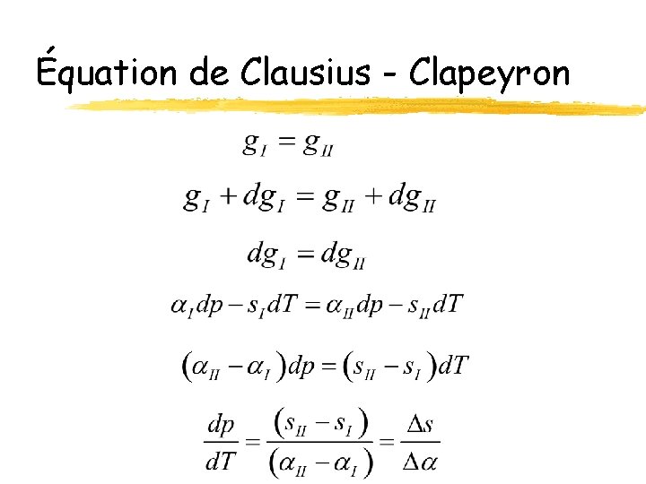 Équation de Clausius - Clapeyron 