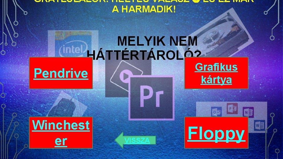 GRATLULÁLOK! HELYES VÁLASZ ÉS EZ MÁR A HARMADIK! MELYIK NEM HÁTTÉRTÁROLÓ? Grafikus Pendrive kártya