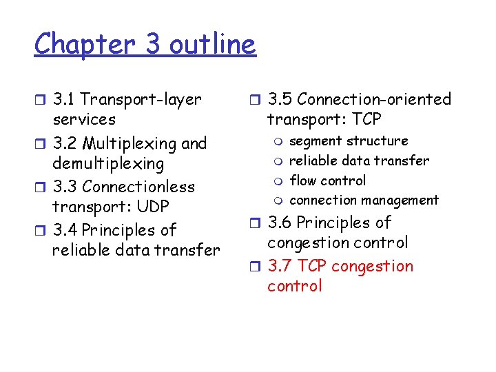 Chapter 3 outline r 3. 1 Transport-layer services r 3. 2 Multiplexing and demultiplexing