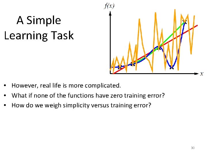 A Simple Learning Task • However, real life is more complicated. • What if