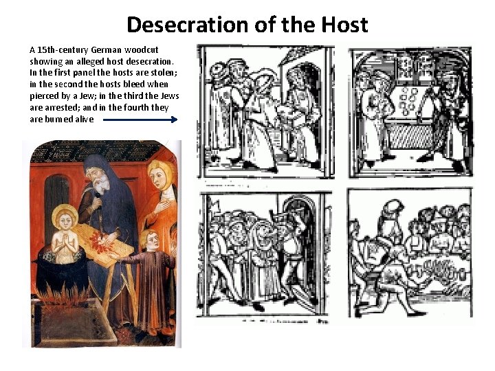 Desecration of the Host A 15 th-century German woodcut showing an alleged host desecration.