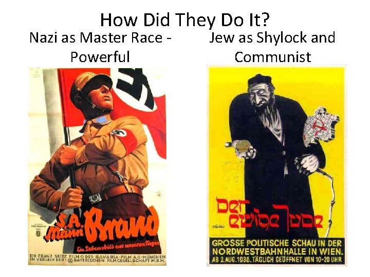 How Did They Do It? Nazi as Master Race Powerful Jew as Shylock and