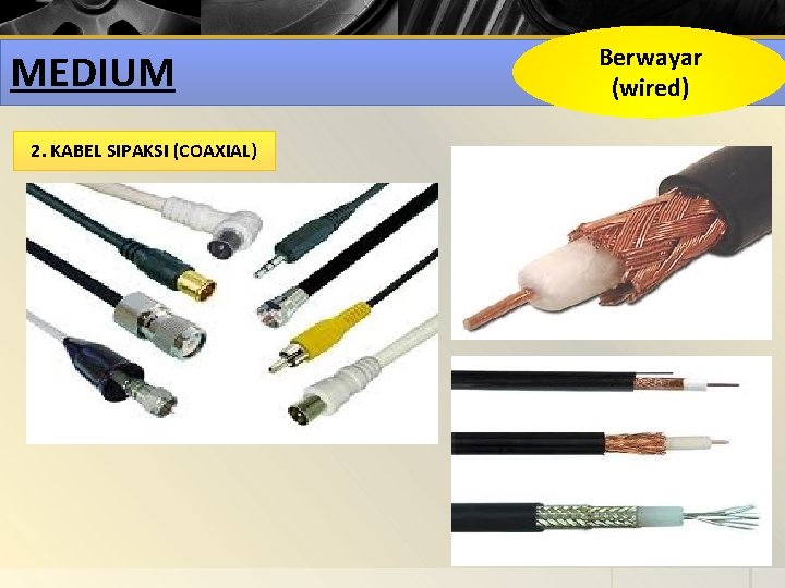 MEDIUM 2. KABEL SIPAKSI (COAXIAL) Berwayar (wired) 