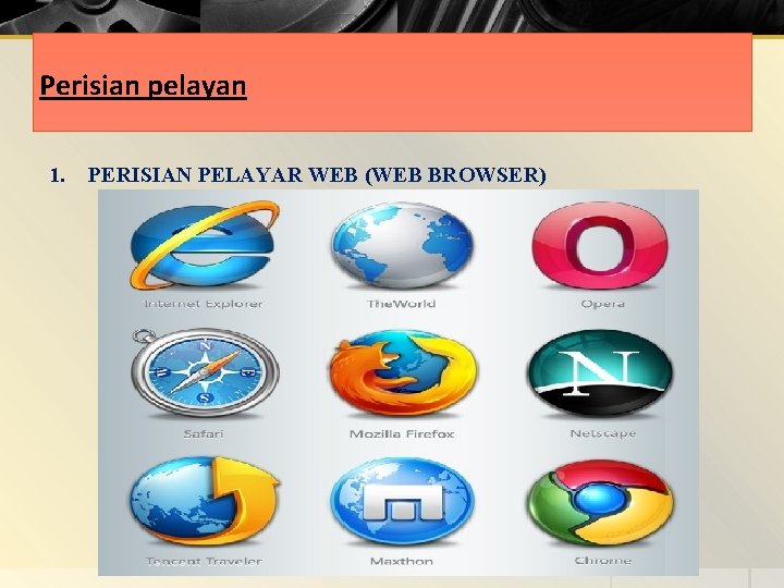 Perisian pelayan 1. PERISIAN PELAYAR WEB (WEB BROWSER) 