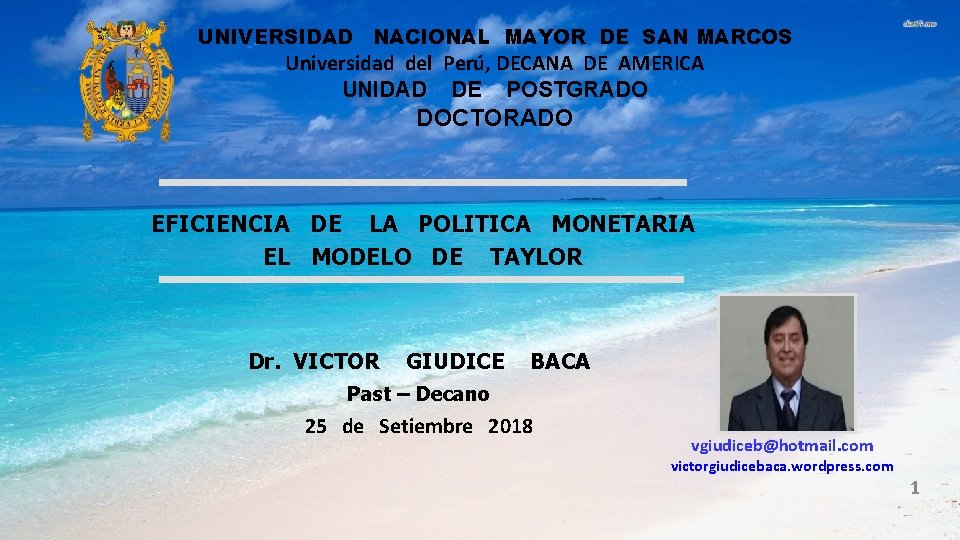 UNIVERSIDAD NACIONAL MAYOR DE SAN MARCOS Universidad del Perú, DECANA DE AMERICA UNIDAD DE