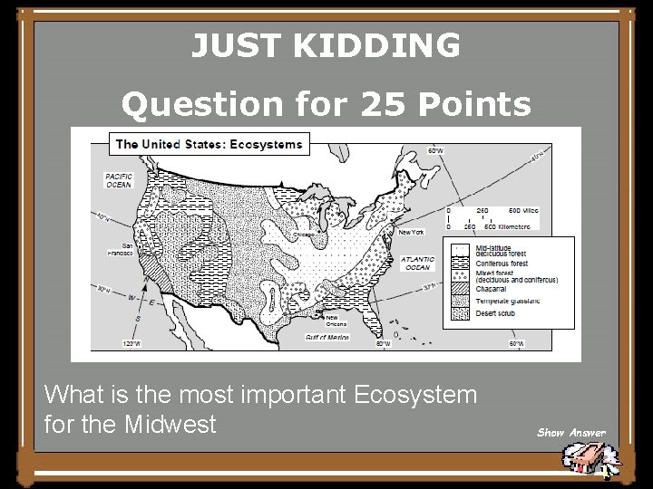 JUST KIDDING Question for 25 Points What is the most important Ecosystem for the