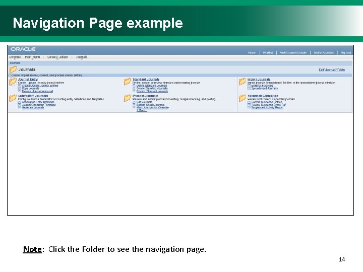 Navigation Page example Note: Click the Folder to see the navigation page. 1414 