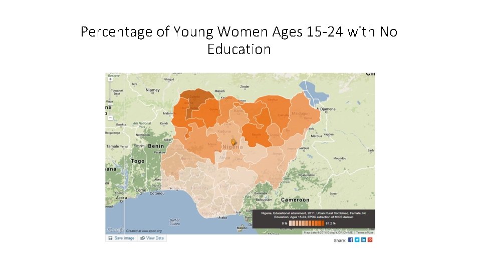 Percentage of Young Women Ages 15 -24 with No Education 