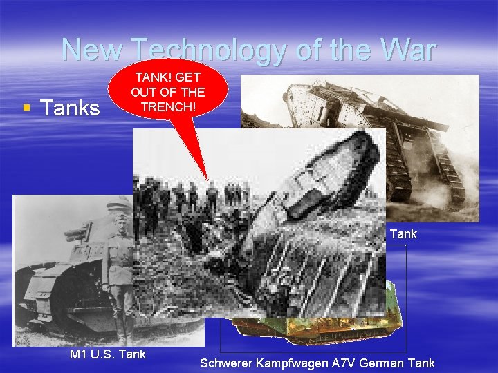 New Technology of the War § Tanks TANK! GET OUT OF THE TRENCH! British New Technology of the War § Tanks TANK! GET OUT OF THE TRENCH! British