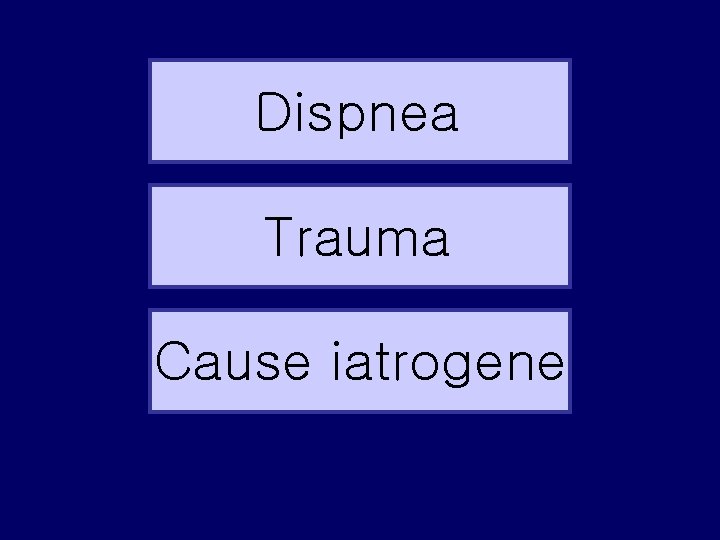 Dispnea Trauma Cause iatrogene 