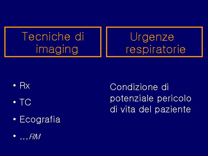 Tecniche di imaging • Rx • TC • Ecografia • . . . RM