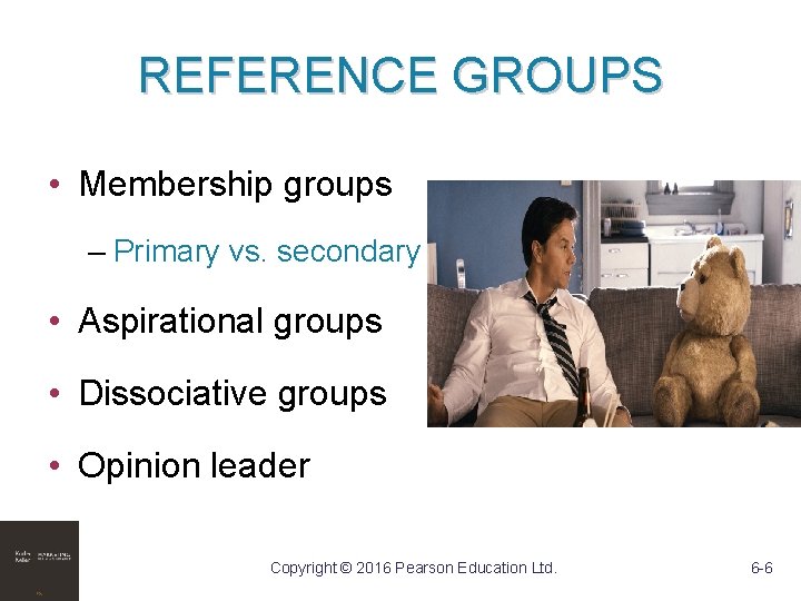 REFERENCE GROUPS • Membership groups – Primary vs. secondary • Aspirational groups • Dissociative