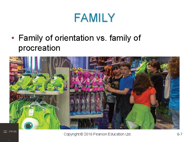 FAMILY • Family of orientation vs. family of procreation Copyright © 2016 Pearson Education