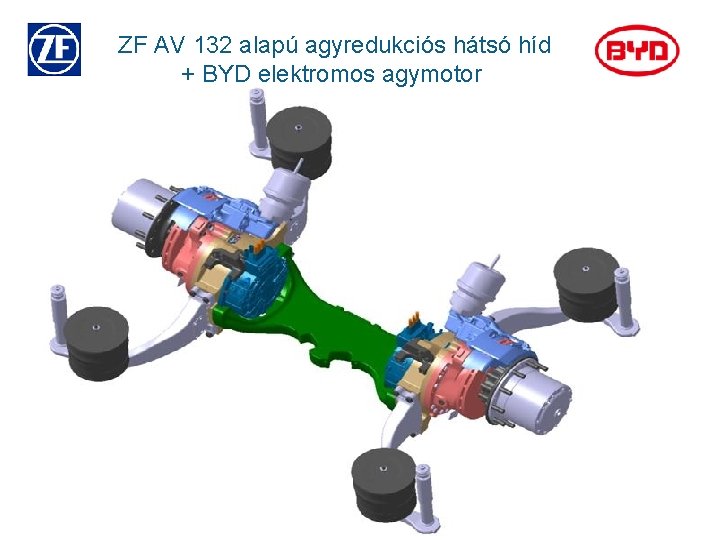  ZF AV 132 alapú agyredukciós hátsó híd + BYD elektromos agymotor 