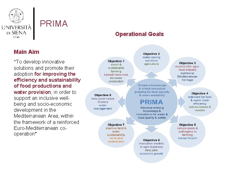 PRIMA Operational Goals Main Aim “To develop innovative solutions and promote their adoption for