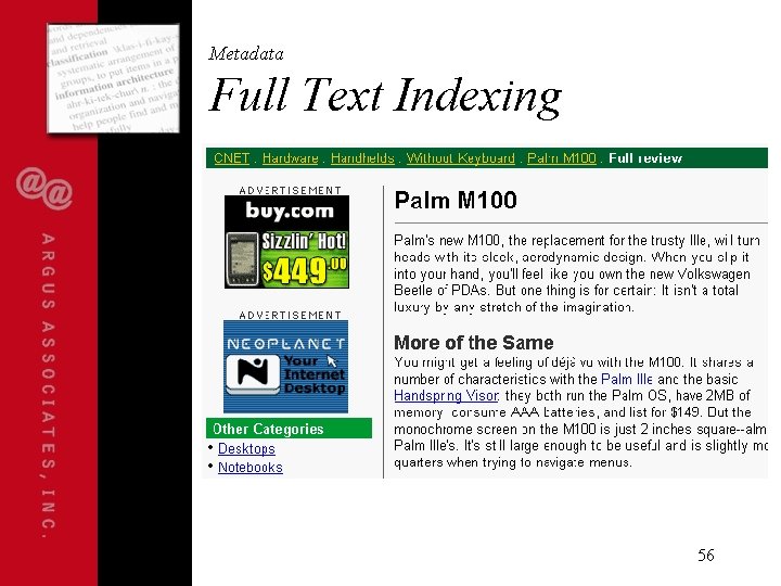 Metadata Full Text Indexing 56 