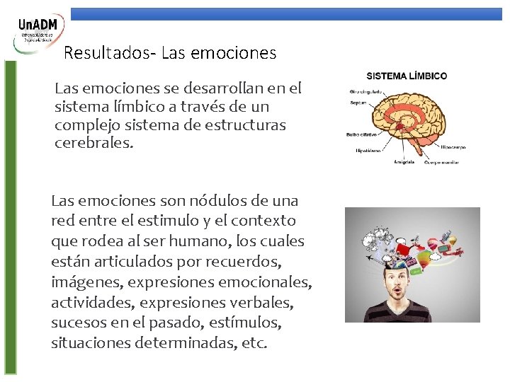 Resultados- Las emociones se desarrollan en el sistema límbico a través de un complejo