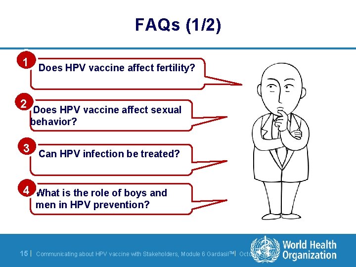 FAQs (1/2) 1 Does HPV vaccine affect fertility? 2 Does HPV vaccine affect sexual