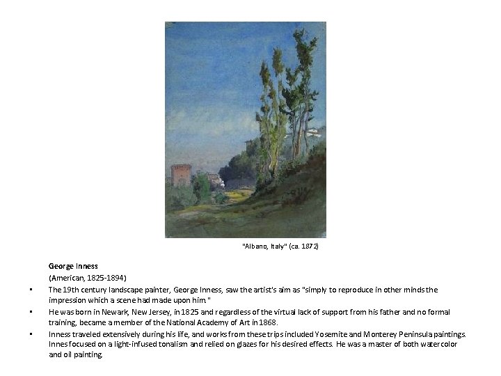 "Albano, Italy" (ca. 1872) • • • George Inness (American, 1825 -1894) The 19