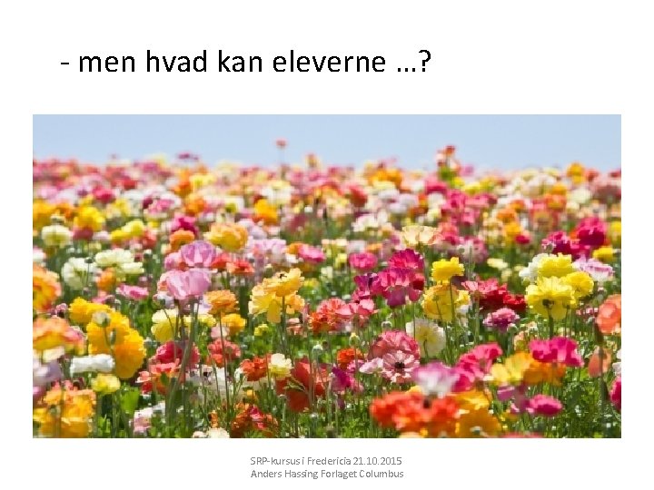 - men hvad kan eleverne …? SRP-kursus i Fredericia 21. 10. 2015 Anders Hassing