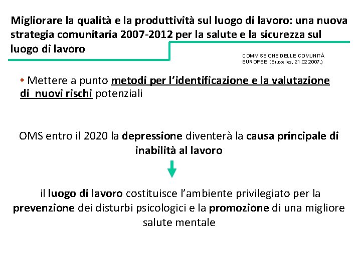 Migliorare la qualità e la produttività sul luogo di lavoro: una nuova strategia comunitaria Migliorare la qualità e la produttività sul luogo di lavoro: una nuova strategia comunitaria