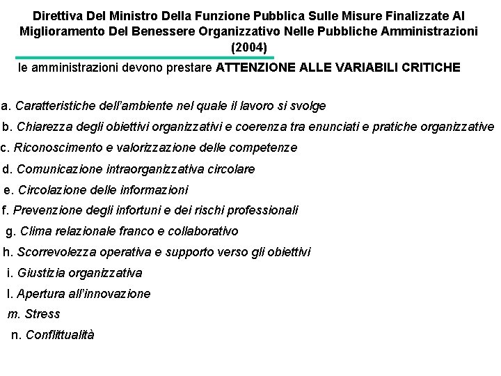 Direttiva Del Ministro Della Funzione Pubblica Sulle Misure Finalizzate Al Miglioramento Del Benessere Organizzativo Direttiva Del Ministro Della Funzione Pubblica Sulle Misure Finalizzate Al Miglioramento Del Benessere Organizzativo