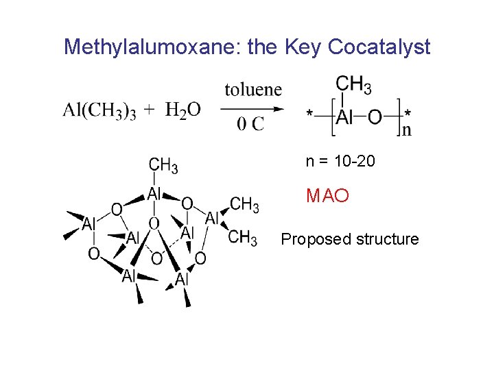 Methylalumoxane: the Key Cocatalyst n = 10 -20 MAO Proposed structure 
