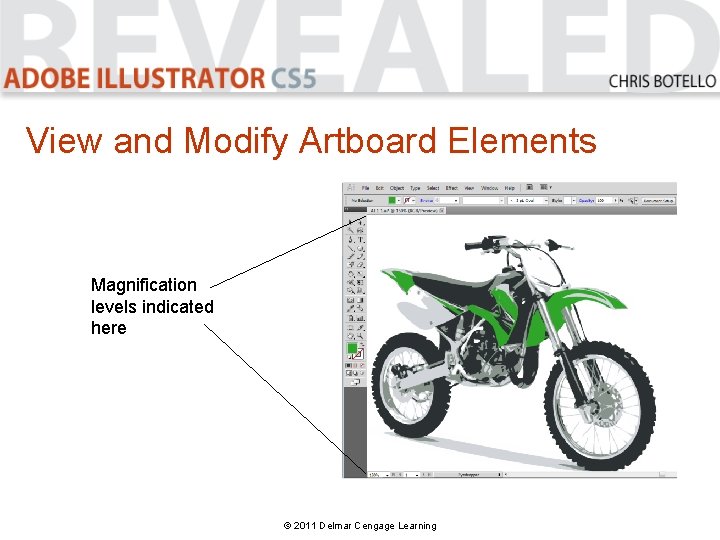 View and Modify Artboard Elements Magnification levels indicated here © 2011 Delmar Cengage Learning