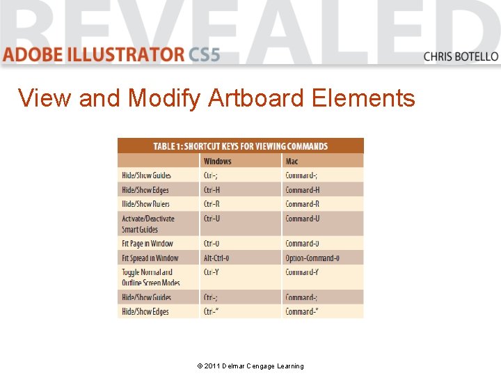 View and Modify Artboard Elements © 2011 Delmar Cengage Learning 