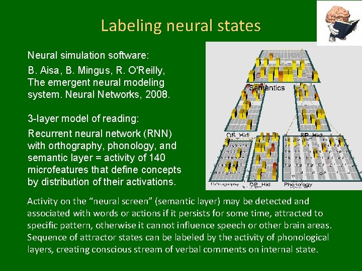 Labeling neural states Neural simulation software: B. Aisa, B. Mingus, R. O'Reilly, The emergent
