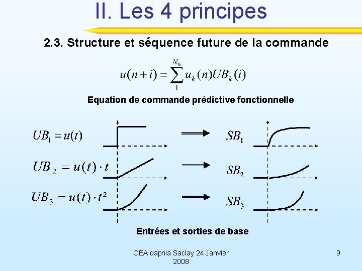 II. Les 4 principes 2. 3. Structure et séquence future de la commande Equation