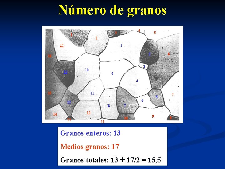 Número de granos 4 3 1 5 2 17 1 2 16 13 6