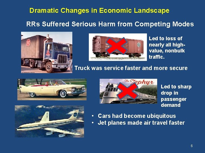 Dramatic Changes in Economic Landscape RRs Suffered Serious Harm from Competing Modes Led to