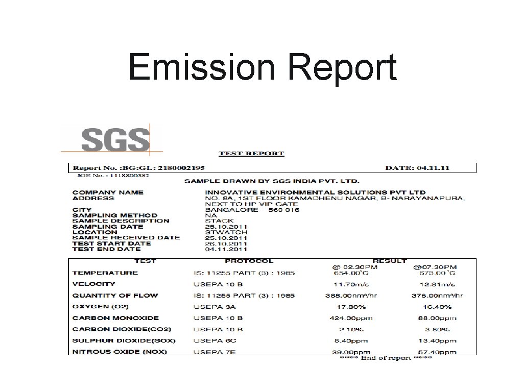 Emission Report 