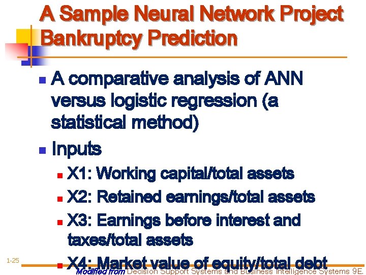 A Sample Neural Network Project Bankruptcy Prediction A comparative analysis of ANN versus logistic