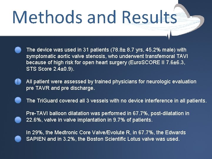 Methods and Results The device was used in 31 patients (78. 8± 8. 7