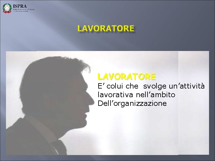 LAVORATORE E’ colui che svolge un’attività lavorativa nell’ambito Dell’organizzazione 