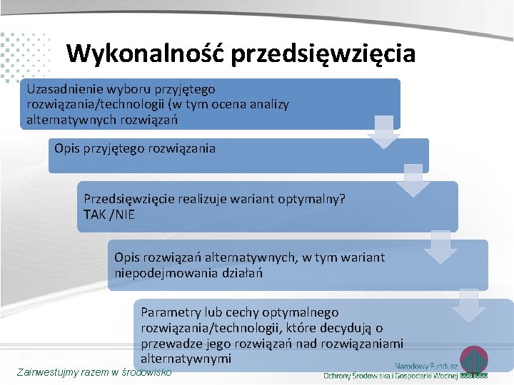 Wykonalność przedsięwzięcia Uzasadnienie wyboru przyjętego rozwiązania/technologii (w tym ocena analizy alternatywnych rozwiązań Opis przyjętego