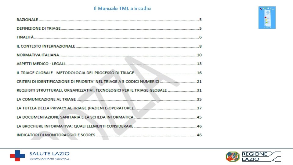 Il Manuale TML a 5 codici Il Manuale TML a 5 codici