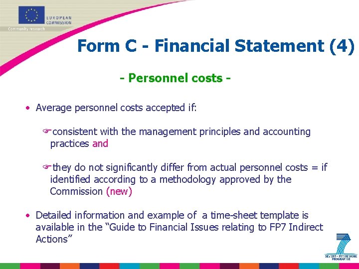 Form C - Financial Statement (4) - Personnel costs • Average personnel costs accepted