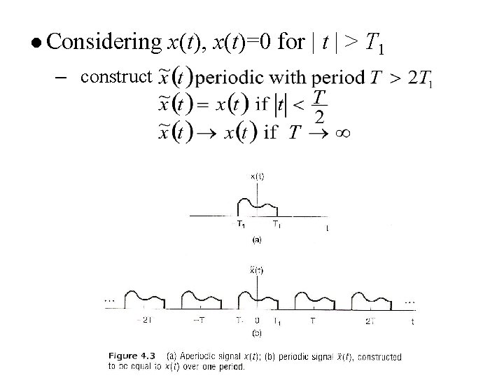 l Considering – construct x(t), x(t)=0 for | t | > T 1 