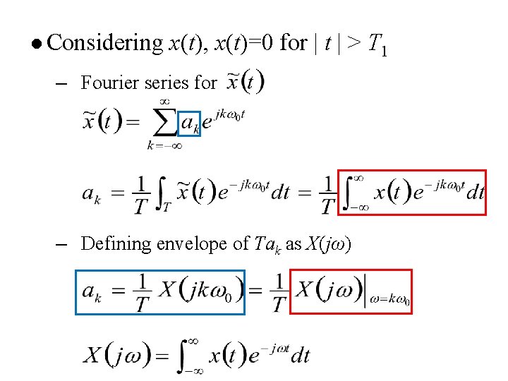 l Considering x(t), x(t)=0 for | t | > T 1 – Fourier series