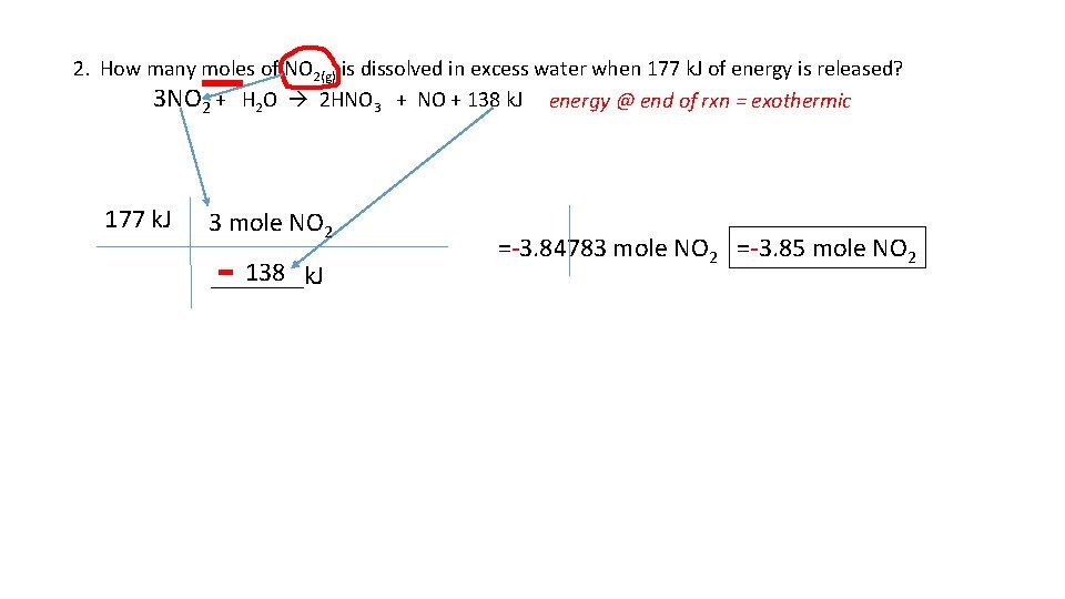 2. How many moles of NO 2(g) is dissolved in excess water when 177