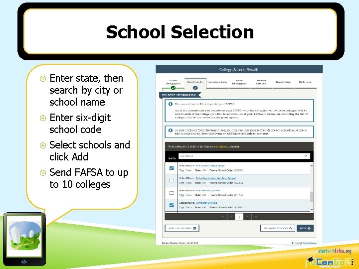 School Selection Enter state, then search by city or school name Enter six-digit school