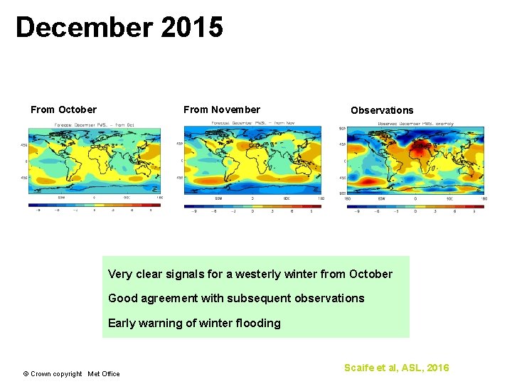 December 2015 From October From November Observations Very clear signals for a westerly winter December 2015 From October From November Observations Very clear signals for a westerly winter