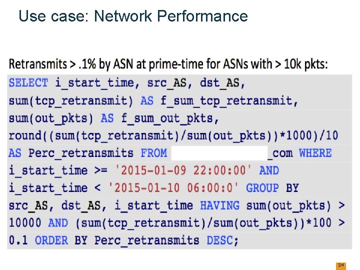 Use case: Network Performance 24 Use case: Network Performance 24